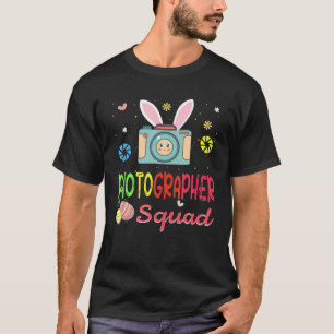 Cute Rabbit Easter Photographer Squad Bunny Eggs J T-Shirt