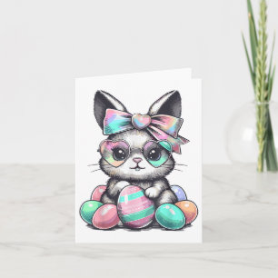 Cute Rabbit Face Tie Dye Gles Eggs Bunny Easter Da Card