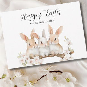 Cute Rabbit Floral Easter Holiday Card