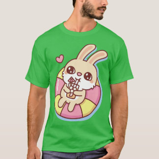 Cute Rabbit g On Pool Float Summer Vibes T-Shirt