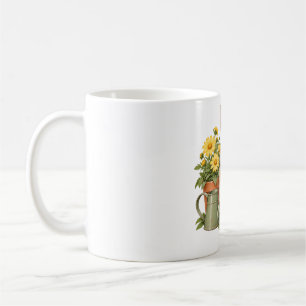 Cute Rabbit Gardener with Flowers and Watering Can Coffee Mug