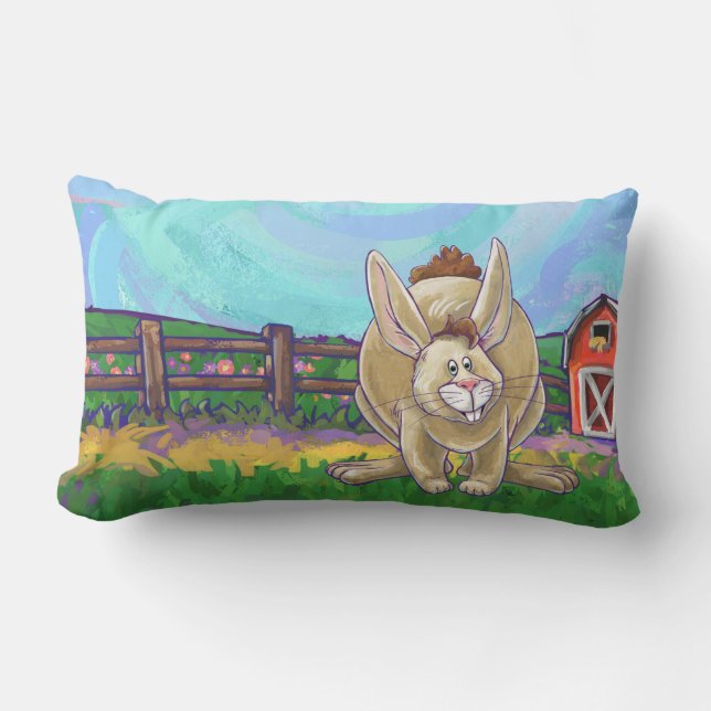 Cute Rabbit Heads and Tails Lumbar Cushion (Front)