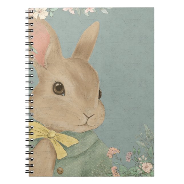cute rabbit in a dress with flowers notebook (Front)