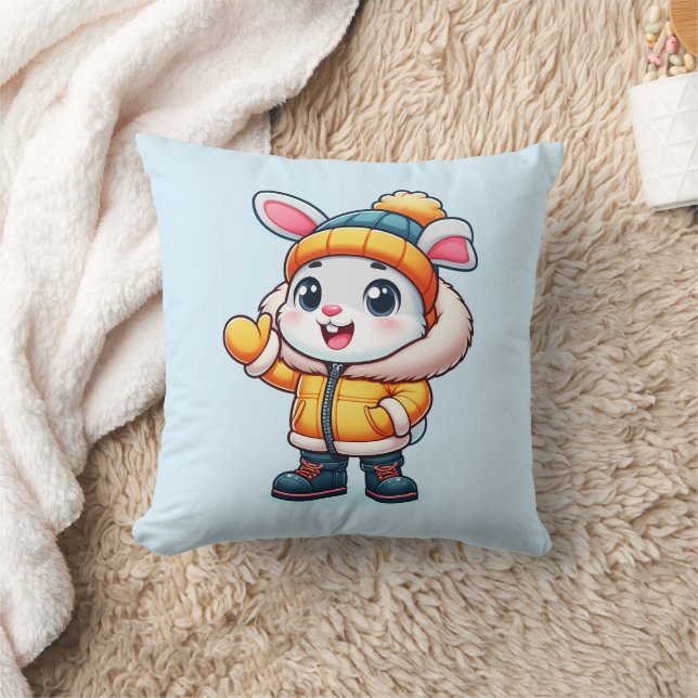 Cute rabbit in winter cushion (Blanket)