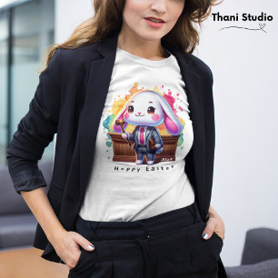 Cute Rabbit Lawyer Hoppy Easter Custom Name T-Shirt