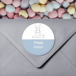 Cute Rabbit Line Art - Happy Easter Sticker