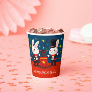 Cute Rabbit Magicians on Stage Magical Birthday Paper Cups