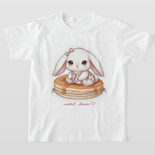 Cute Rabbit on Fluffy Pancake-Pancake Pajama Bunny T-Shirt