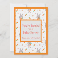 Cute Rabbit Orange Boy Girl Shower