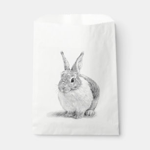 Cute Rabbit Pencil Drawing Favour Bags