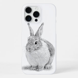 Cute Rabbit Pencil Drawing iPhone 16 Pro Max Case