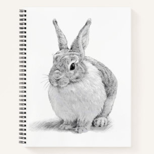 Cute Rabbit Pencil Drawing Notebook