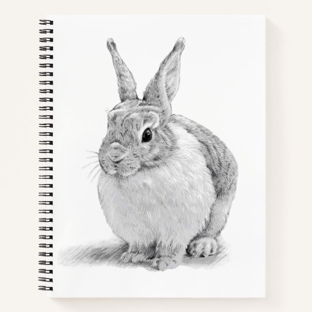 Cute Rabbit Pencil Drawing Notebook (Front)