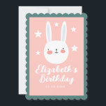 Cute Rabbit Pink Green Purple Stars Birthday Invitation<br><div class="desc">Cute White Rabbit Pink Green Birthday Party</div>