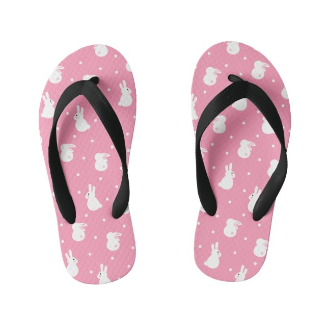 Cute Rabbit Polka Dot Pattern Kid's Jandals (Footbed)
