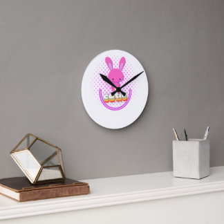 cute rabbit round clock