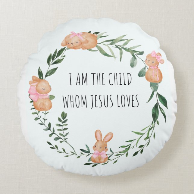 Cute Rabbit  Round Cushion (Front)
