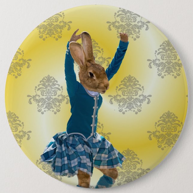 Cute rabbit Scottish highland dancer 6 Cm Round Badge (Front)