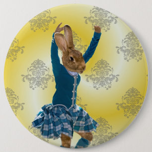 Cute rabbit Scottish highland dancer 6 Cm Round Badge