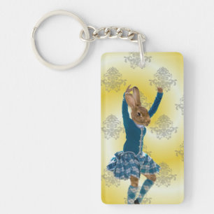 Cute rabbit Scottish highland dancer Key Ring