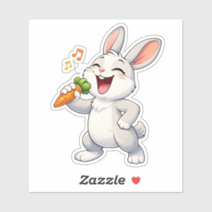 Cute Rabbit Singing Custom-Cut Vinyl Sticker