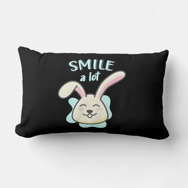 Cute Rabbit Smile A Lot Lumbar Cushion (Front)