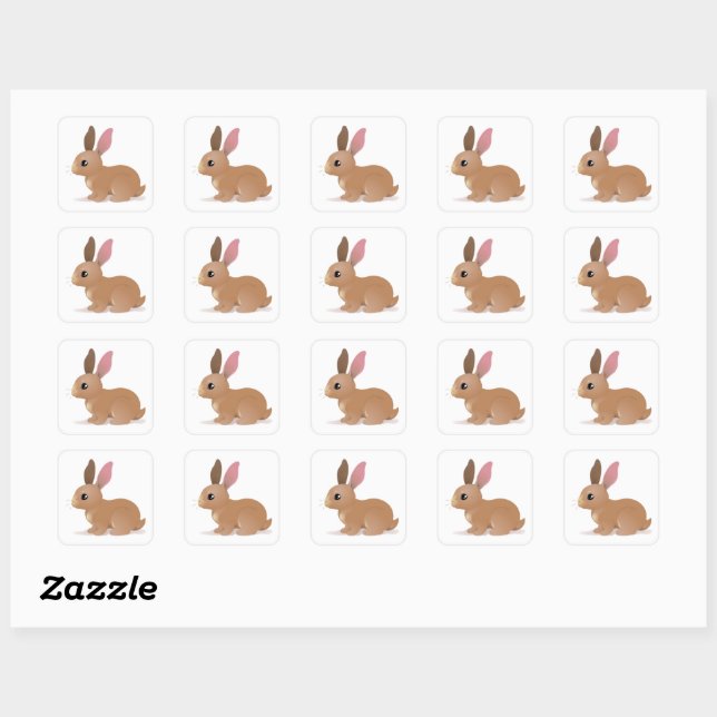 Cute Rabbit Square Sticker (Sheet)
