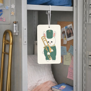Cute Rabbit Trombone Player Illustration Green Gol Car Air Freshener