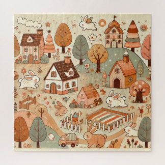 cute rabbit village puzzle. jigsaw puzzle