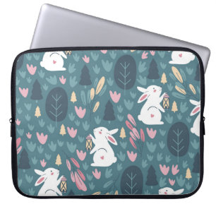 Cute rabbit: vintage seamless print. laptop sleeve