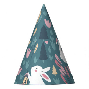 Cute rabbit: vintage seamless print. party hat