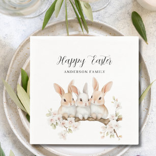 Cute Rabbit Watercolor Easter Napkin