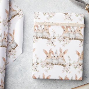 Cute Rabbit Watercolor Easter Wrapping Paper