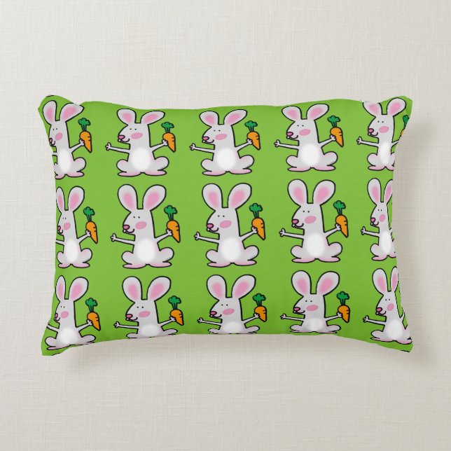 Cute rabbit with a orange carrot decorative cushion (Front)