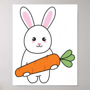 cute rabbit with carrot poster