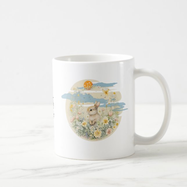 Cute Rabbit with custom text Coffee Mug (Right)