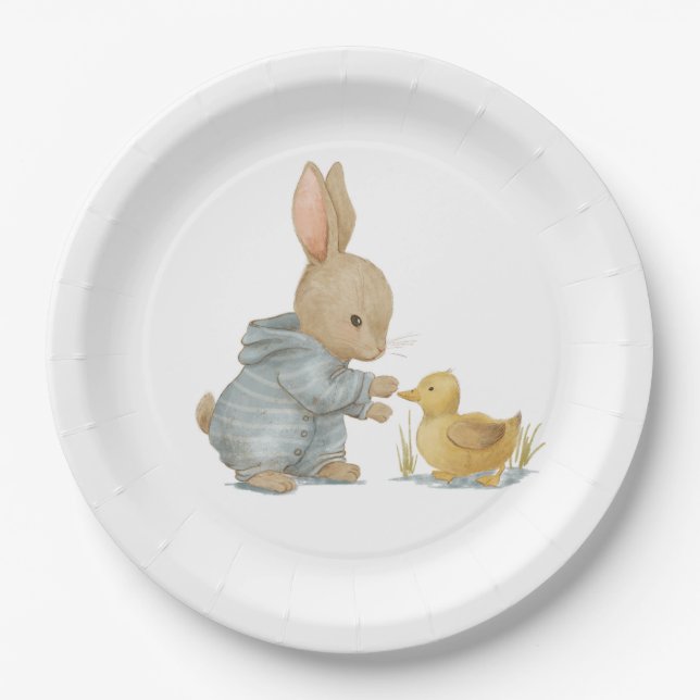 cute rabbit with duck paper plate (Front)