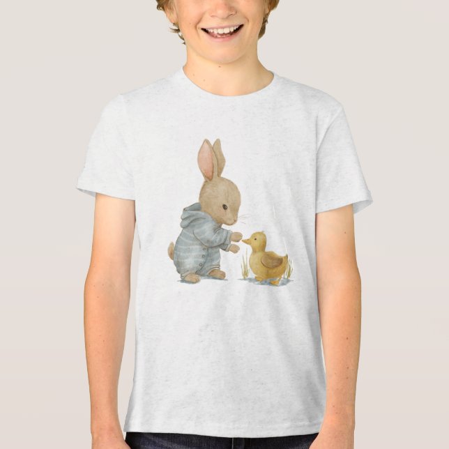 cute rabbit with duck Tri-Blend shirt (Front)