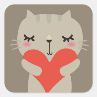 Cute rabbit with love square sticker