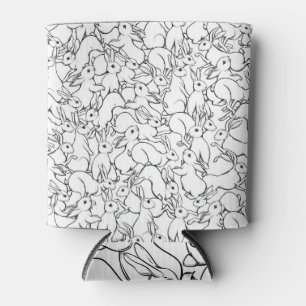 Cute Rabbits: Coloured Vintage Background Can Cooler