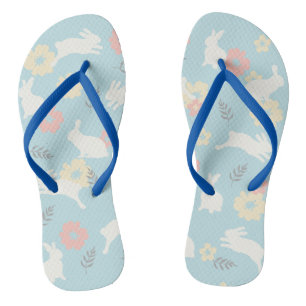 Cute Rabbits Flowers Pattern Jandals