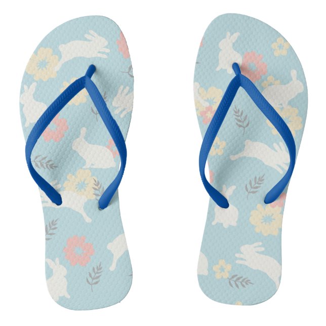 Cute Rabbits Flowers Pattern Jandals (Footbed)