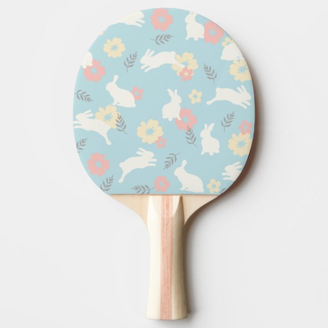 Cute Rabbits Flowers Pattern Ping Pong Paddle (Front)