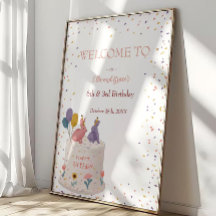 Cute Rabbits on Cake Joint Birthday Sister Welcome