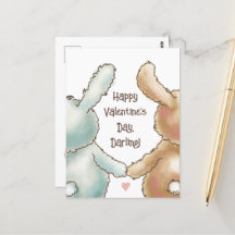 Cute Rabbits Valentine Postcard
