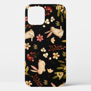 Cute Rabbits: Watercolor Hand-Drawn Pattern iPhone 12 Case