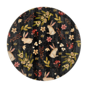 Cute Rabbits: Watercolor Hand-Drawn Pattern Cutting Board