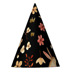 Cute Rabbits: Watercolor Hand-Drawn Pattern Party Hat