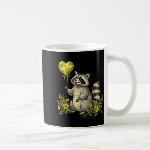 Cute Raccoon Balloon Heart Flowers Sweet Raccoon L Coffee Mug