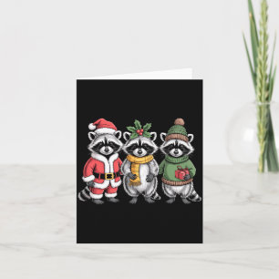 Cute Raccoon Christmas Funny Holiday Santa Claus A Card